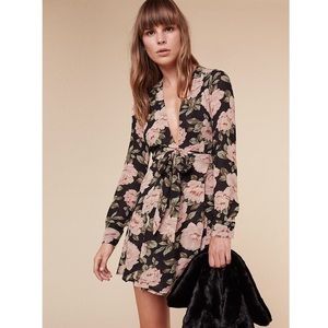 Reformation Porter Dark Floral Wrap Dress